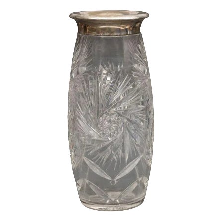 Crystal Vase with Silver Finish For Sale