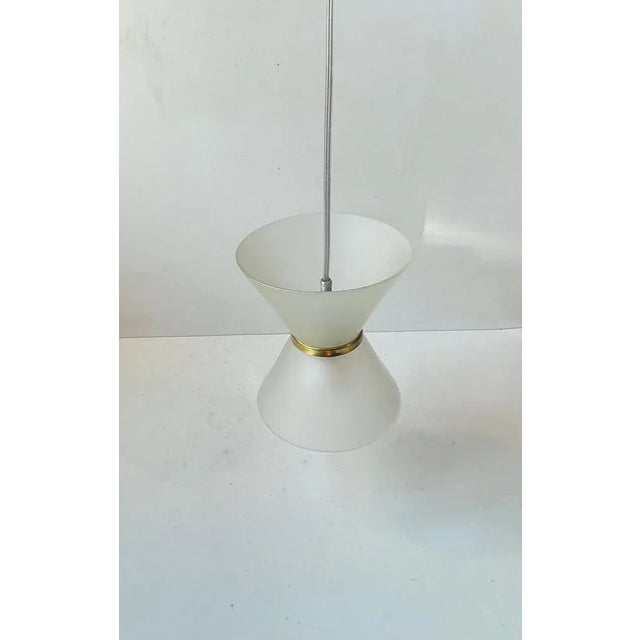 1970s Modernist Danish Diablo Frosted Glass Hanging Lamp, 1970s For Sale - Image 5 of 7