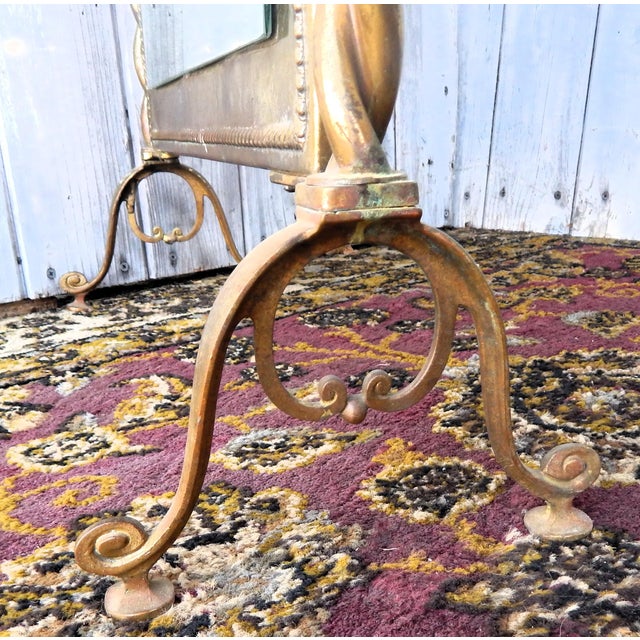 Metal Early 20th Century 28" Baroque Vanity Floor or Table Top Mirror For Sale - Image 7 of 9