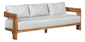 Paradiso Outdoor Solid Teak Wood Sofa Set - Light Gray Fabric