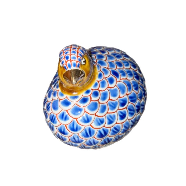 Ceramic Vintage Japanese Imari Style Porcelain Quail Figurine For Sale - Image 7 of 8