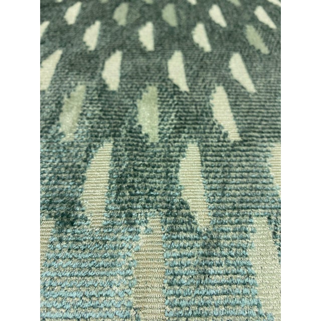 Fabricut Inc. Remnant S. Harris Haystack Velvet Metal Teal Geometric Upholstery Fabric For Sale - Image 4 of 5