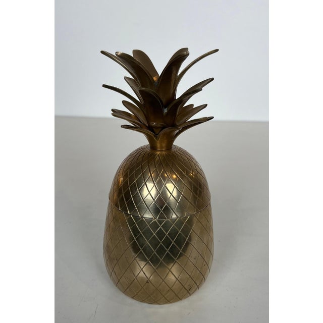 Mid-Century Modern 1970s Pineapple ice bucket in brass and steel For Sale - Image 3 of 12