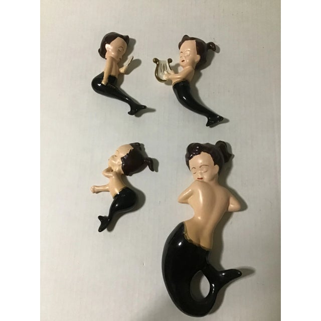 Beige 1960s Palm Beach Coastal Mermaid Wall Hanging- Set of 4 For Sale - Image 8 of 9