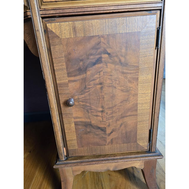 Wood S.Karpen Vintage Inlayed Wooden Knee-Hole Desk For Sale - Image 7 of 17