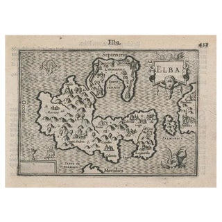 16th Century Miniature Map of Elba by B. Langenes, 1599 For Sale