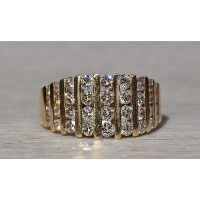 Contemporary The Tavanta: Ladies 14K Yellow Gold Cocktail Ring Channel set with Diamonds For Sale - Image 3 of 10