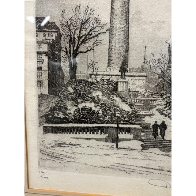 1940s Don Swann (1889 - 1954) Original Etching 'Washington Monument in Winter' 199/400 For Sale - Image 4 of 12