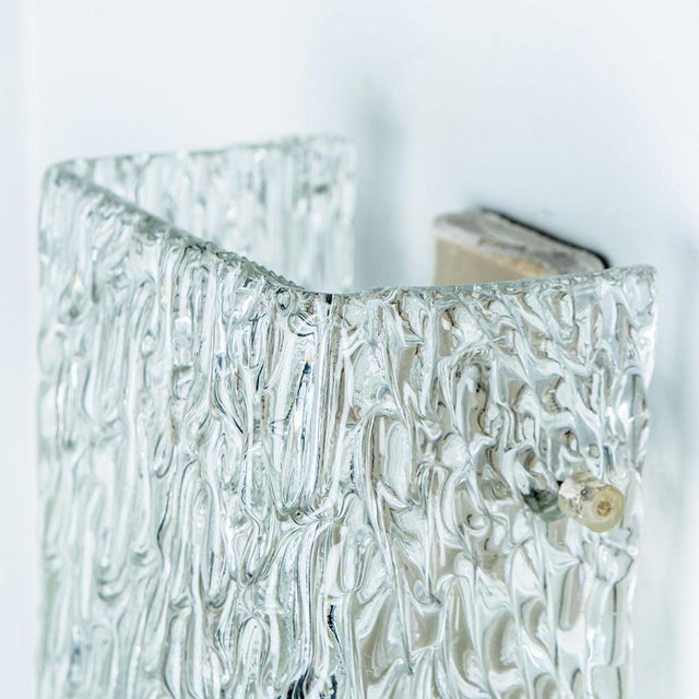 Textured Wave Glass Wall Light attributed to Kaiser Leuchten, 1970s For Sale - Image 13 of 16