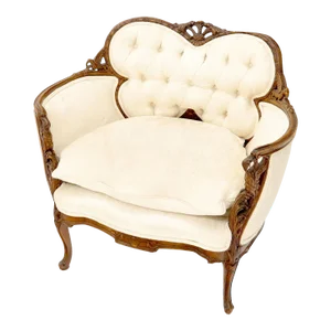 Heavily Carved Walnut Wide Seat Lounge Chair