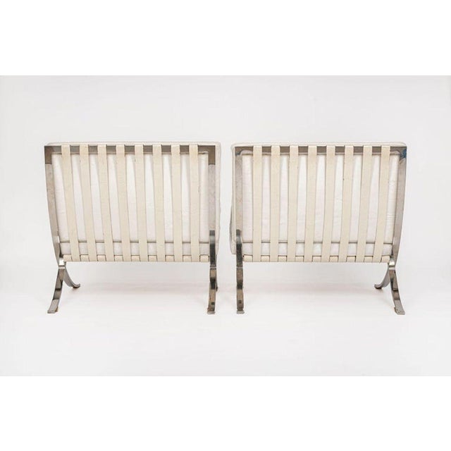 1970s Mid Century White Barcelona Chairs by Mies Van Der Rohe for Knoll, 1970s For Sale - Image 5 of 17