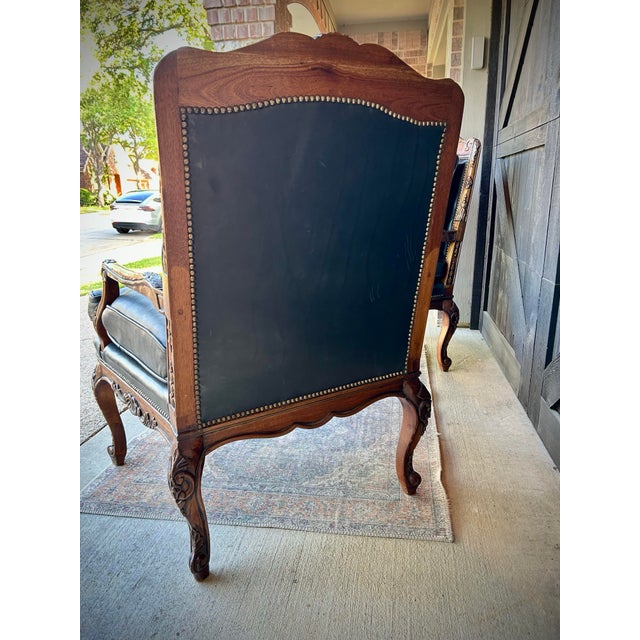 1990s 1990s Bergere Chair Pair in Luscious Black Leather For Sale - Image 5 of 8