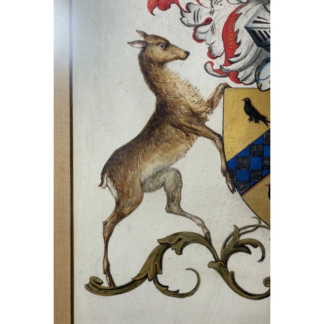 Antique 1700's Sir Patrick Houston Armorial Coat of Arms Heraldic Painting Art For Sale - Image 10 of 15