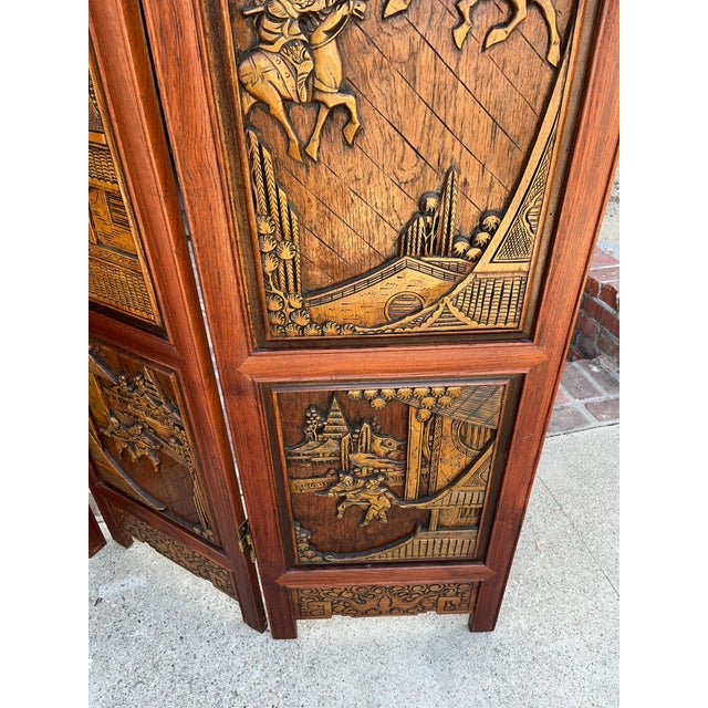 Vintage Chinese Rosewood Carved Wood Room Divider Screen For Sale - Image 10 of 12