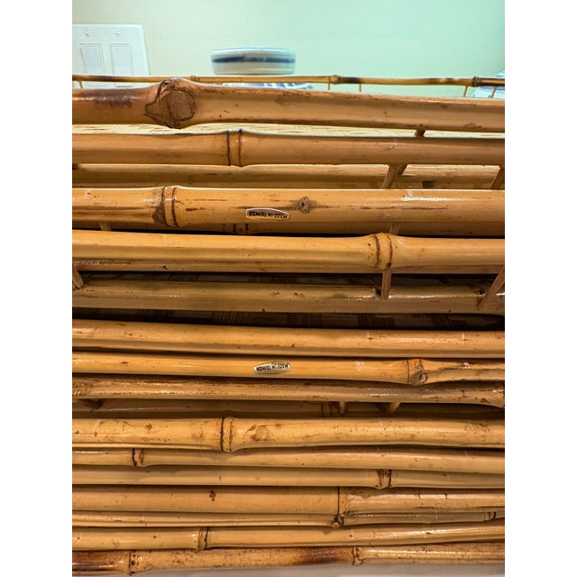 Mid-Century Modern Vintage Bamboo Rattan Woven Serving Trays Made in Taiwan – A Set of 15 For Sale - Image 3 of 16