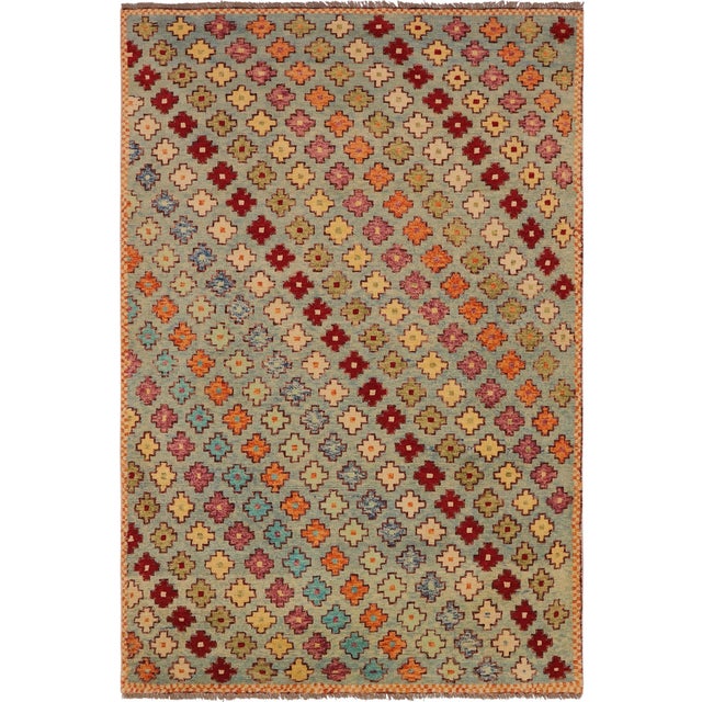 Modern Balochi Blue/Red Wool Rug - 4'9''x8'0'' For Sale - Image 11 of 11