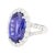 15.46 Carat Oval Cut Fine Tanzanite and Diamond Halo Ring in 18k White Gold With, Size 7 For Sale - Image 4 of 9