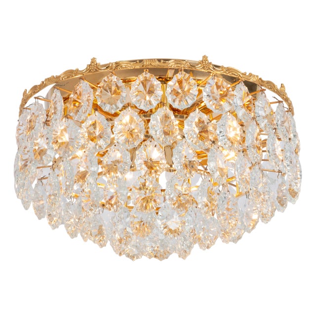 Flush Mount in Brass and Crystal Glass from Bakalowits & Söhne, Austria, 1960s For Sale
