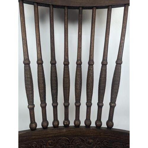 Brown American Armchair with Spindles and Cane Seat For Sale - Image 8 of 12