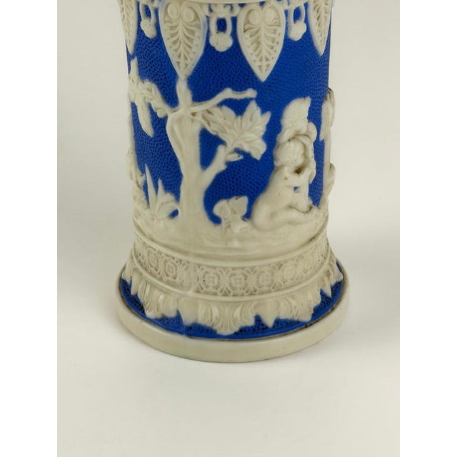 19th Century Parian Ware Spill Vase in Blue and White by Samuel Alcock For Sale - Image 4 of 10
