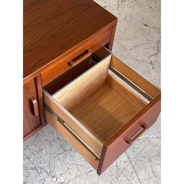 Wood Vintage Danish Teak Office Style Credenza For Sale - Image 7 of 8