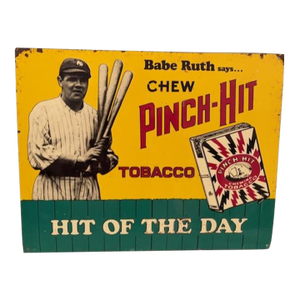 Vintage 1980s Reproduction Babe Ruth Pinch Hit Tobacco Advertising Sign