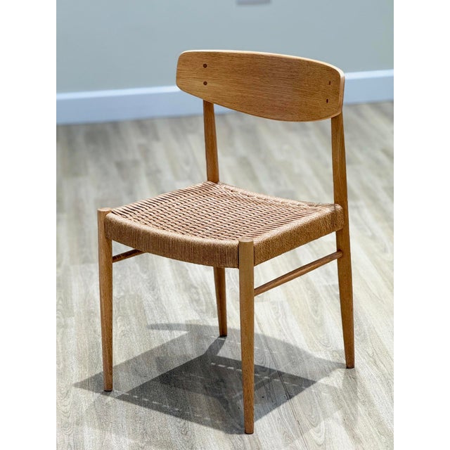 Beige Model 501 Dining Chairs in Oak and Papercord from A.M. Møbler, 1960s, Set of 8 For Sale - Image 8 of 13