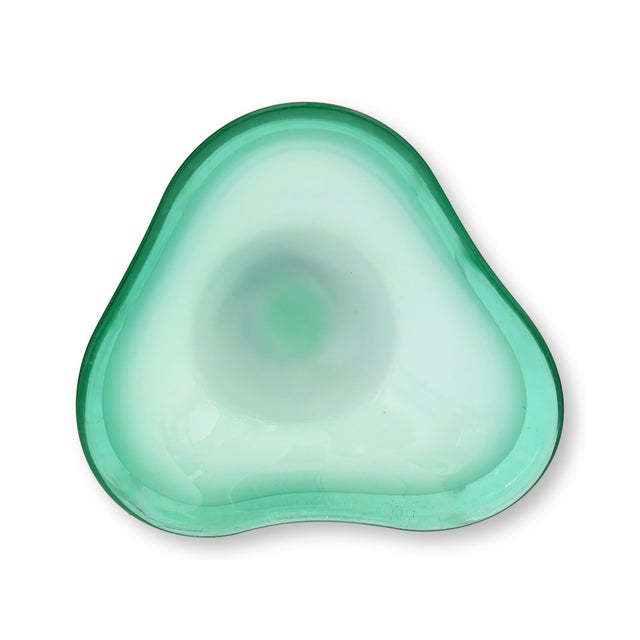 Mid 20th Century Large Freeform Sea Green Murano Glass Bowl For Sale - Image 5 of 5