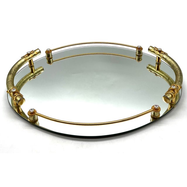 Hollywood Regency 24k Gold-Plated Mirrored Tray from Dimart Milano, Italy, 1980s For Sale - Image 4 of 18