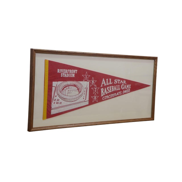 Mid-Century Modern 1970 Cincinnati Reds Riverfront Stadium All Star Game Pennant 34" For Sale - Image 3 of 9