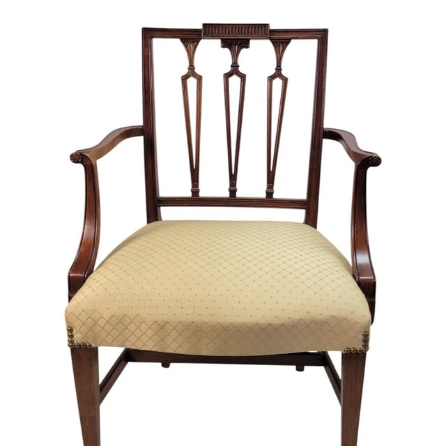 19th C English Hepplewhite Mahogany Armchairs Pair Dining or Side Chairs For Sale - Image 15 of 18