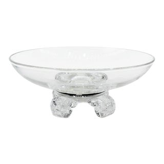 Vintage Steuben Signed Clear Crystal Footed Centerpiece Bowl For Sale