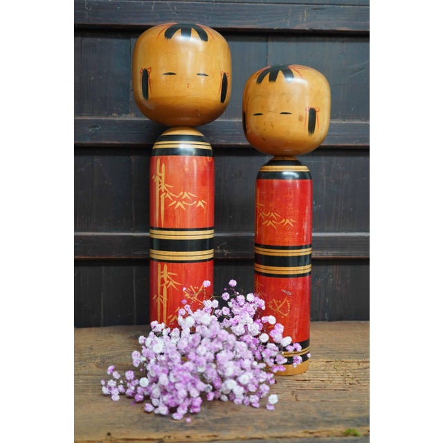 1960s Vintage Traditional Kokeshis by Kawamura Shoji, Japan, 1960s, Set of 2 For Sale - Image 5 of 11