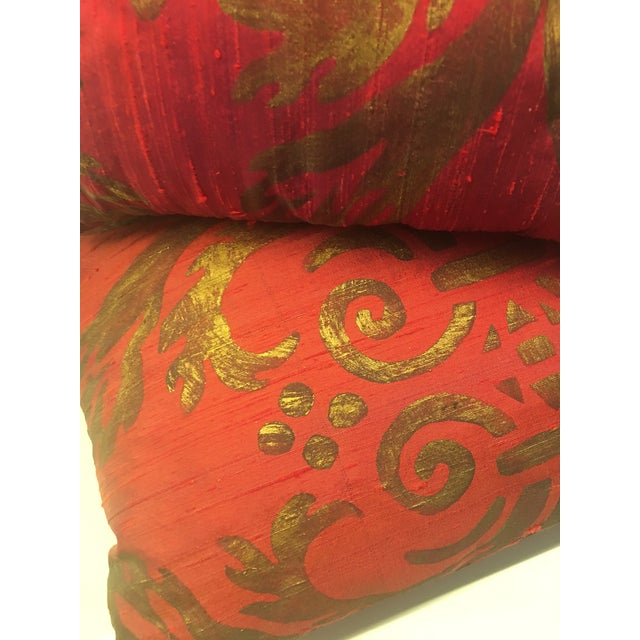 Vintage Pair of Isabelle H.Hand Painted Cherry Silk, Accessary Pillows, For Sale In New York - Image 6 of 9
