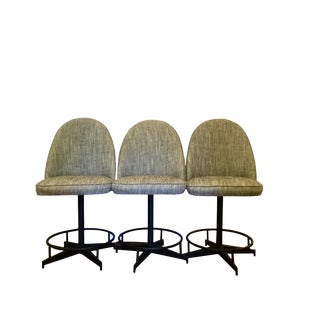 Vintage Upholstered Bar Stools - Set of 3 For Sale