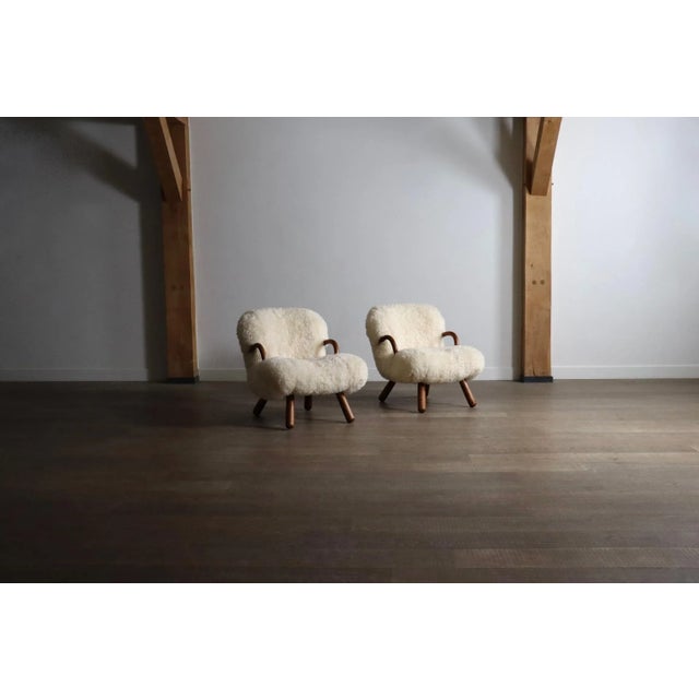 Clam Chairs by Arnold Madsen for Madsen & Schubell, Denmark, 1944, Set of 2 For Sale - Image 4 of 10