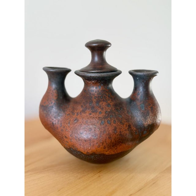 Mid-Century Modern German Brutalist Studio Pottery Oil Lamp by Petra Töpferei, 1970s For Sale - Image 4 of 4