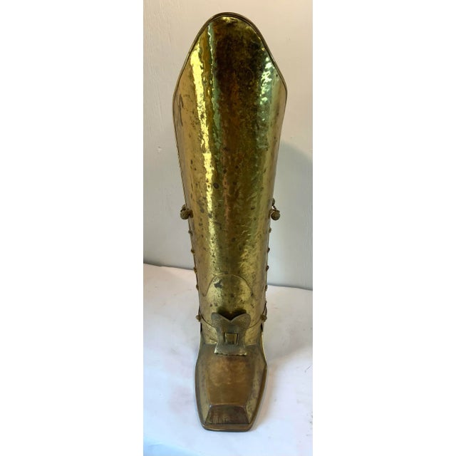 Farmhouse Vintage English Brass Boot Shaped Umbrella Stand For Sale - Image 3 of 10