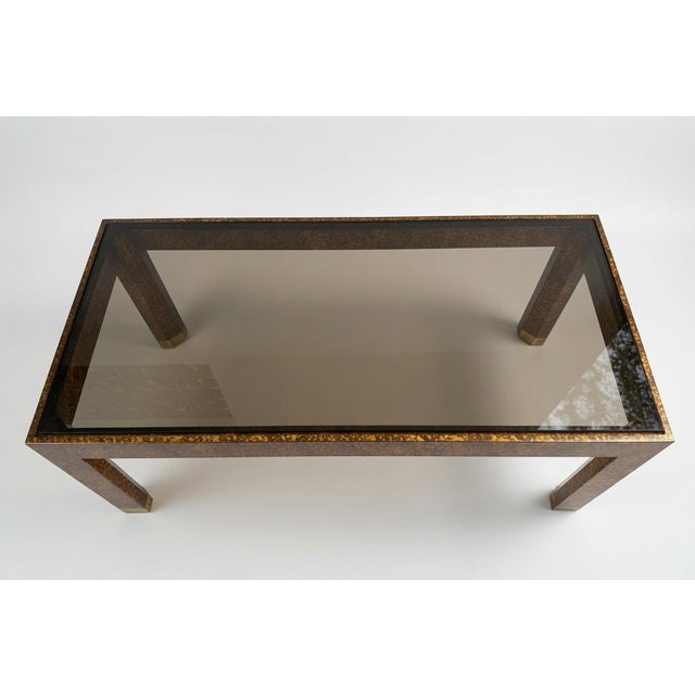 Mid-Century Modern Mid-Century Modern Henredon Faux Tortoise Glass Top Coffee Table For Sale - Image 3 of 3