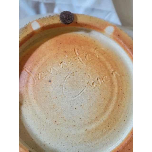 1990s Modernist Jennifer Owen Studio Pottery Footed Dish For Sale - Image 9 of 9