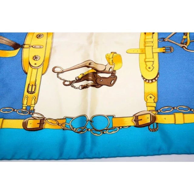 Gorgeous Blue Sellier Silk Scarf by Erre France For Sale - Image 9 of 12