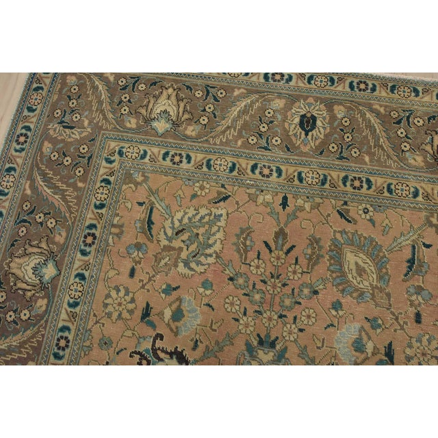 Textile Tabriz Rug 9’10” X 12’5” Pink Wool Vintage Distressed Hand-Knotted Carpet For Sale - Image 7 of 15
