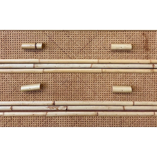 Wood Mid Century Caned Bamboo Wood Dresser, Chest of Drawers For Sale - Image 7 of 7