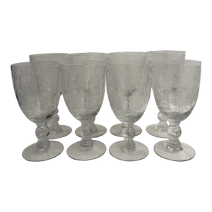 1935 - 1955 Duncan and Miller Etched Blown Glassware - a Set of 8