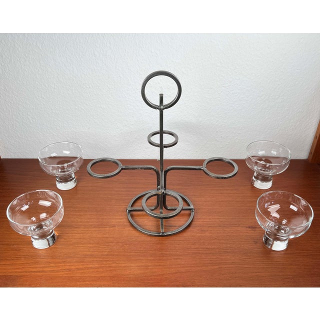 Vintage Danish Candleholder in Wrought Iron and Glass, 1970s For Sale - Image 3 of 13