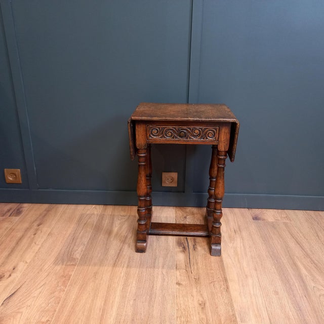 Antique Drop Leaf Joint Stool, 1700s For Sale - Image 13 of 13