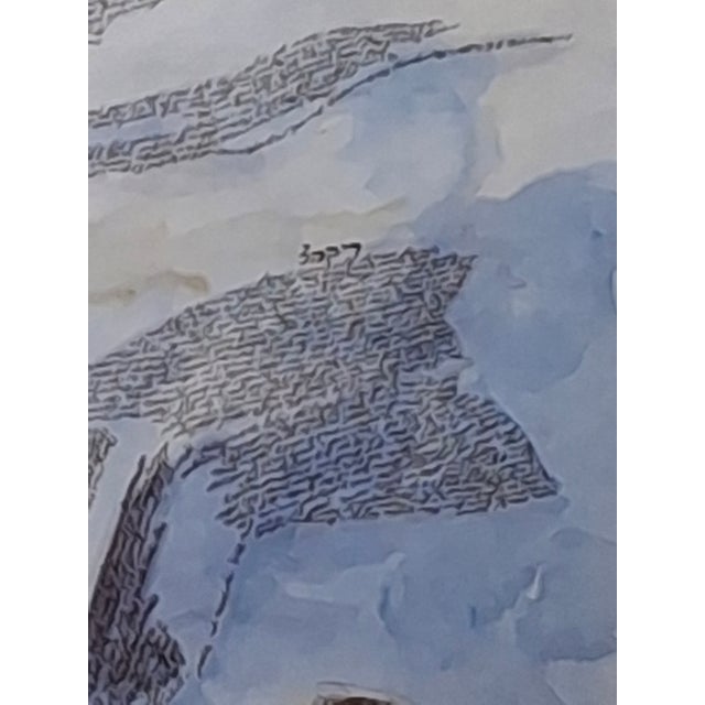 Sky Blue 1990s Limited Edition Signed Leon Azoulay Micrography Lithograph – Moses and the Red Sea (Exodus) – Elegantly Framed Judaica Art For Sale - Image 8 of 18