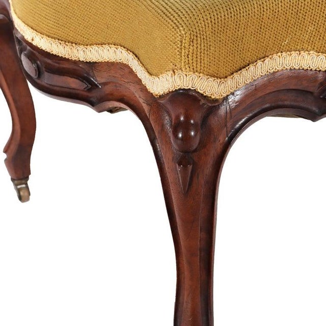 Antique Rococo Revival Rosewood Footstool With Floral Needlepoint C1890 For Sale - Image 6 of 8