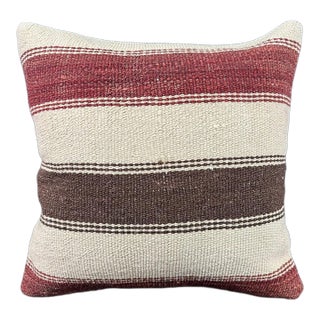 Turkish Hemp Pillow Cushion Natural Beige Red Pillow Cushion Cover 20"x20" For Sale