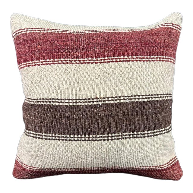 Turkish Hemp Pillow Cushion Natural Beige Red Pillow Cushion Cover 20"x20" For Sale